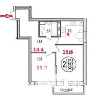 2-к квартира, вторичка, 54м2, 19/24 этаж