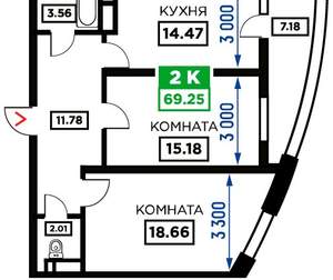 2-к квартира, вторичка, 70м2, 24/24 этаж