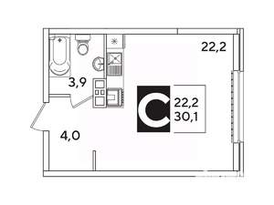 Студия квартира, вторичка, 30м2, 13/16 этаж