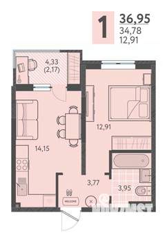1-к квартира, вторичка, 37м2, 5/18 этаж