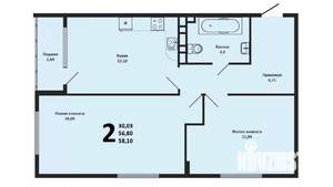 2-к квартира, вторичка, 58м2, 5/5 этаж