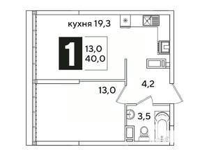 1-к квартира, вторичка, 40м2, 16/16 этаж