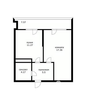 1-к квартира, вторичка, 46м2, 12/19 этаж