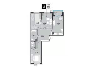 3-к квартира, вторичка, 93м2, 6/9 этаж