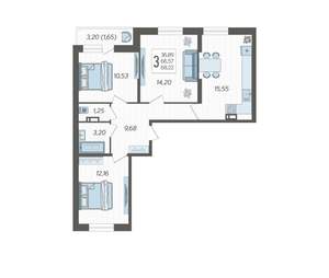 3-к квартира, вторичка, 68м2, 4/12 этаж