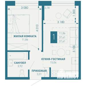1-к квартира, строящийся дом, 38м2, 4/18 этаж
