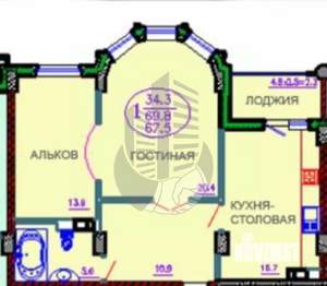 2-к квартира, вторичка, 69м2, 3/14 этаж