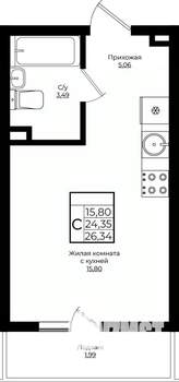 Студия квартира, вторичка, 26м2, 4/10 этаж