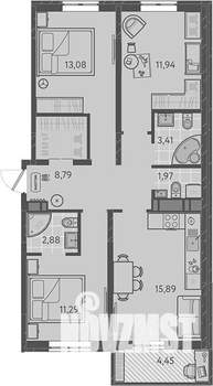 3-к квартира, вторичка, 74м2, 6/9 этаж