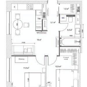 2-к квартира, вторичка, 43м2, 9/26 этаж