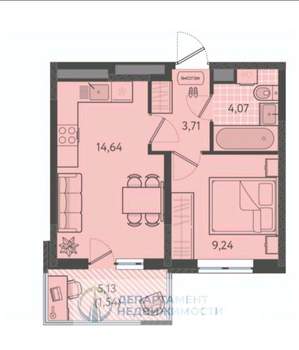 1-к квартира, вторичка, 33м2, 2/9 этаж