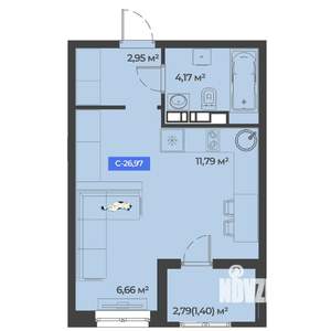 Студия квартира, строящийся дом, 27м2, 1/5 этаж