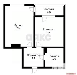 1-к квартира, вторичка, 30м2, 4/16 этаж