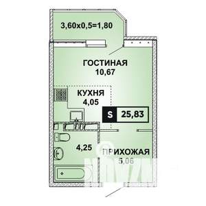 Студия квартира, вторичка, 26м2, 4/21 этаж