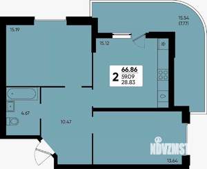 2-к квартира, вторичка, 67м2, 14/18 этаж