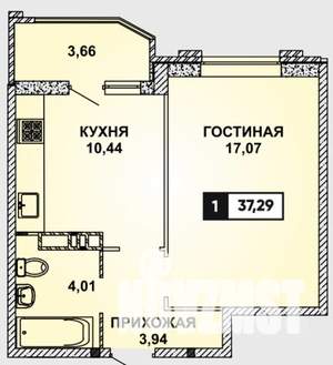 1-к квартира, сданный дом, 38м2, 13/20 этаж