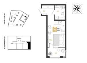 Студия квартира, вторичка, 26м2, 2/9 этаж