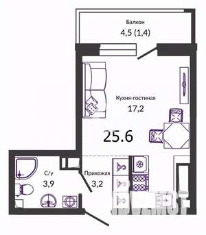 Студия квартира, вторичка, 25м2, 20/24 этаж