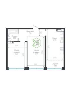 2-к квартира, вторичка, 64м2, 3/24 этаж