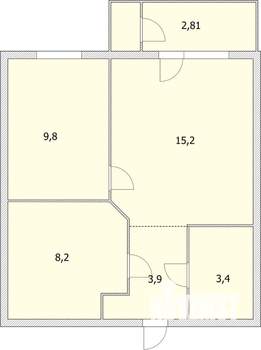 2-к квартира, вторичка, 43м2, 2/17 этаж