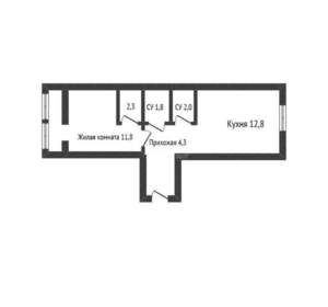 1-к квартира, вторичка, 35м2, 2/3 этаж