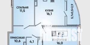 2-к квартира, вторичка, 61м2, 15/18 этаж