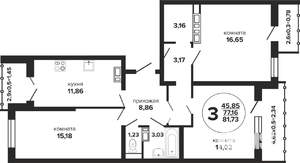 3-к квартира, вторичка, 82м2, 24/24 этаж