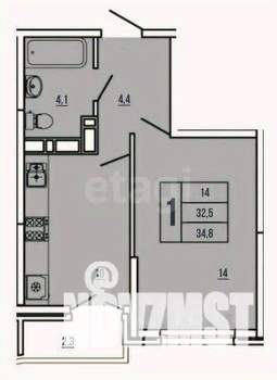 1-к квартира, вторичка, 33м2, 9/17 этаж