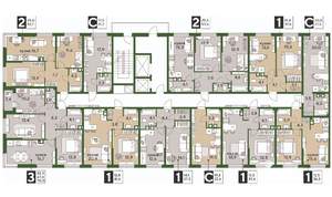 3-к квартира, строящийся дом, 70м2, 6/16 этаж