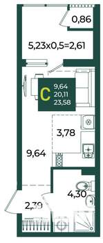 Студия квартира, вторичка, 24м2, 2/18 этаж