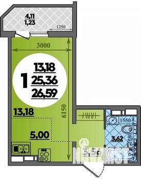 Студия квартира, строящийся дом, 27м2, 15/16 этаж