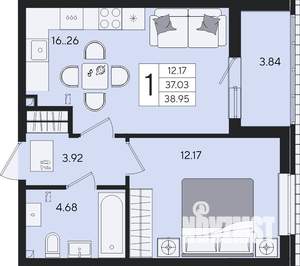1-к квартира, вторичка, 39м2, 2/8 этаж