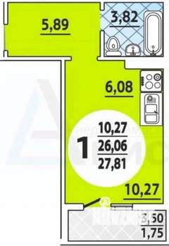 Студия квартира, вторичка, 26м2, 9/16 этаж
