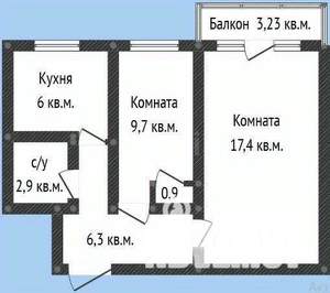 2-к квартира, вторичка, 43м2, 5/5 этаж
