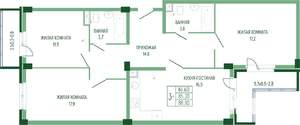 3-к квартира, вторичка, 91м2, 3/7 этаж