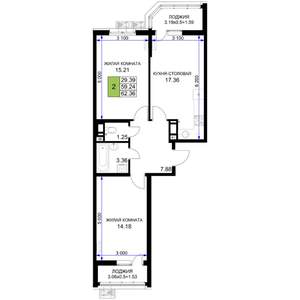2-к квартира, вторичка, 62м2, 14/18 этаж