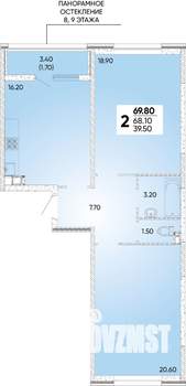 2-к квартира, вторичка, 70м2, 4/18 этаж