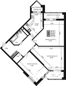 3-к квартира, вторичка, 98м2, 10/12 этаж