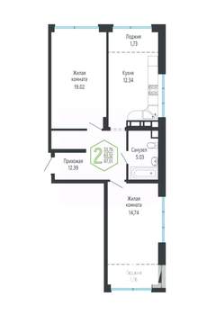 2-к квартира, вторичка, 67м2, 9/24 этаж