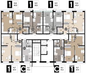 1-к квартира, вторичка, 48м2, 6/19 этаж