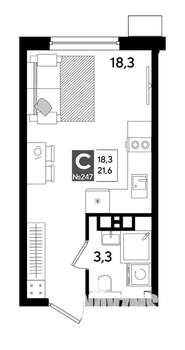 Студия квартира, строящийся дом, 22м2, 9/19 этаж