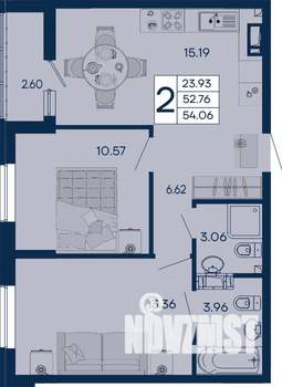 2-к квартира, вторичка, 54м2, 6/18 этаж