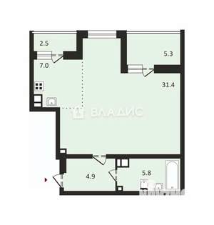 2-к квартира, вторичка, 49м2, 14/16 этаж
