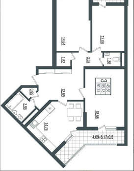 3-к квартира, вторичка, 95м2, 2/24 этаж