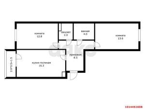 2-к квартира, вторичка, 62м2, 3/15 этаж