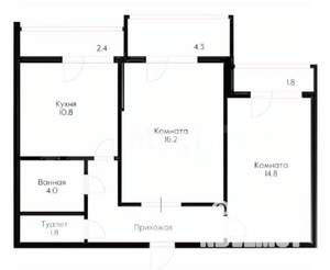 2-к квартира, вторичка, 57м2, 2/16 этаж