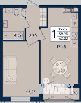 1-к квартира, вторичка, 40м2, 18/18 этаж