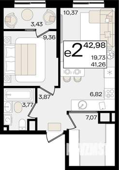 2-к квартира, вторичка, 43м2, 7/18 этаж