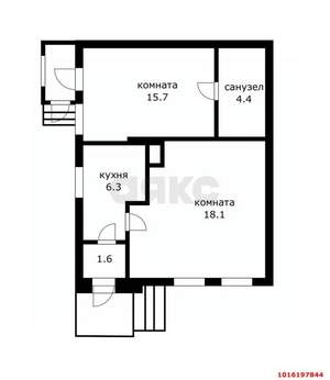 2-к квартира, вторичка, 46м2, 1/1 этаж