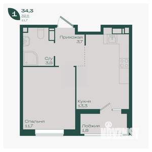 1-к квартира, вторичка, 34м2, 14/18 этаж